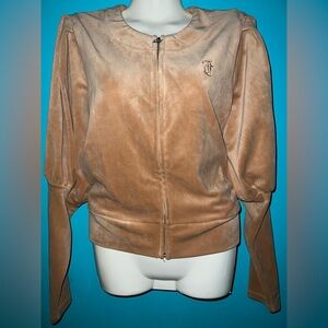 Juicy Couture Velour Puff Sleeve Beachwood Tan Tracksuit Jacket